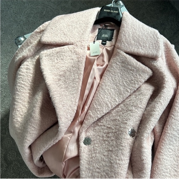 River Island Pink Long Wool-Blend Coat - Picture 6 of 9